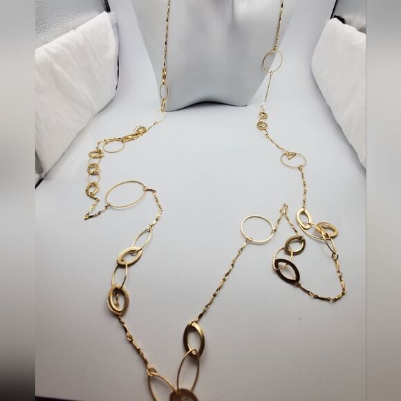 Double doozy circle hoop necklace retro vintage 1970 flare‎ N2210 - Picture 1 of 4